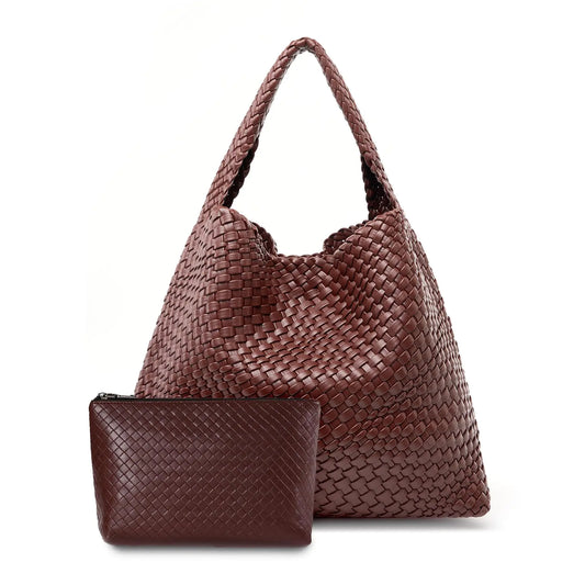 MELOLILA Large Woven Bag Tote Bags for Women Vegan Leather Tote Bag Woven Purse Woven Handbag